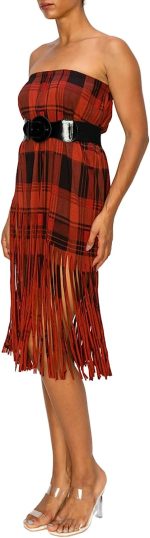 EUNANARA Women’s Asymmetrical Fringe Skirts – High Waisted Elastic Waist Printed Boho Stretch Casual Midi Skirt Made in USA - Image 6